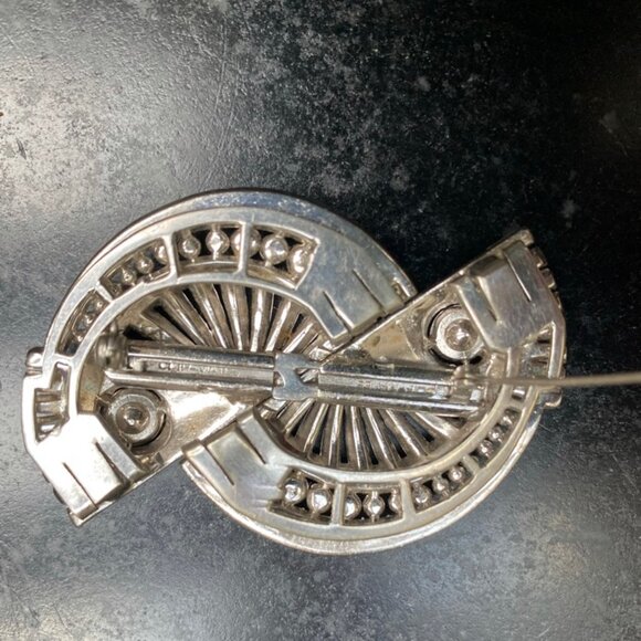 RARE SPECTACULAR DESIGN!, AUTHENTIC VINTAGE ART DECO CLIP-MATES BROOCH / PIN KTF - Picture 3 of 13